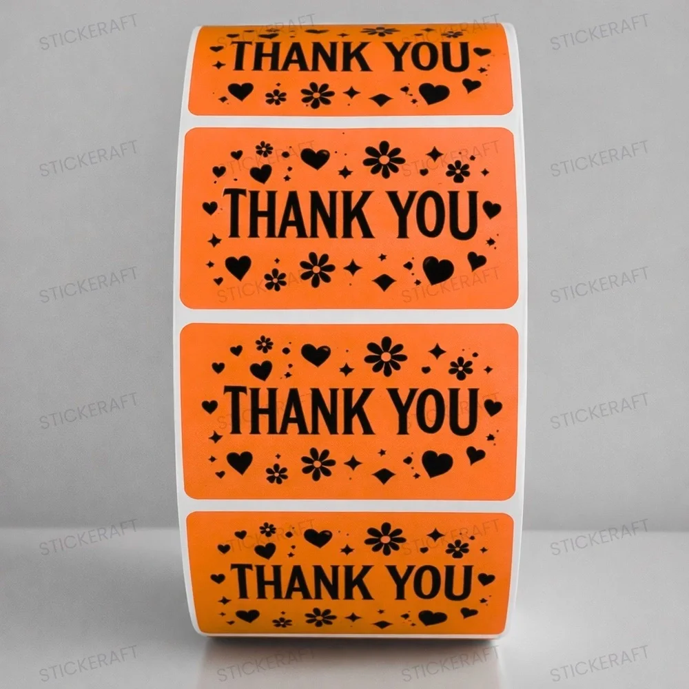 Thank You Stickers 2x1 Inch – 100 Pack for Gifts, Mail & Packaging Boutique Pack
